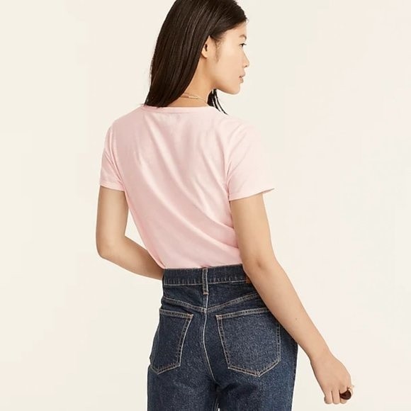 J. Crew Fitted "Kiss Me" Cotton Crewneck T-shirt Soft Pink Sz 2X New With Tag - Picture 4 of 8